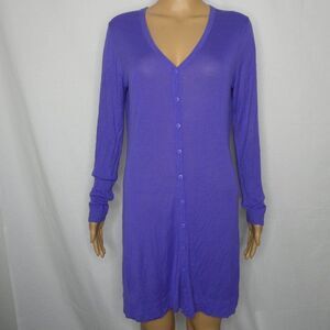 SkunkFunk Button Up V Neck Cardigan Sweater Purple
